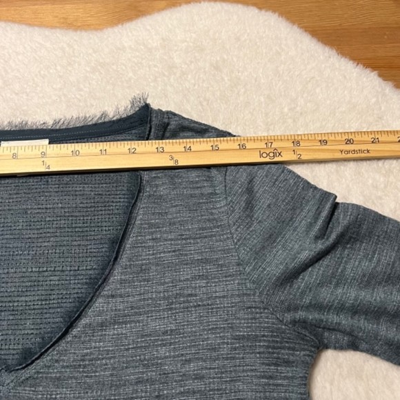 Anthropologie Deletta Thea Teal V-Neck Peplum Tiered Ruffle Long Sleeve Top Sz S - Picture 10 of 12